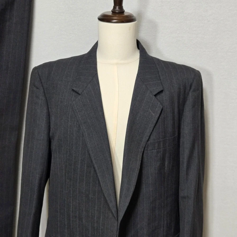 Witty Brothers Classic Pants Suit Mens Black L50/45 Black Pinstripe Wool Blend